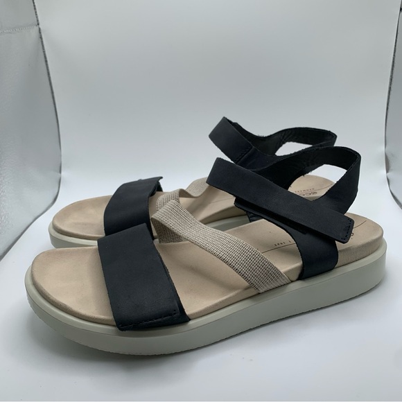 ECCO Flowt Women's Nubuck Flat slingback comfort black Sandal 41 US 10-10.5 1299 - Picture 4 of 13
